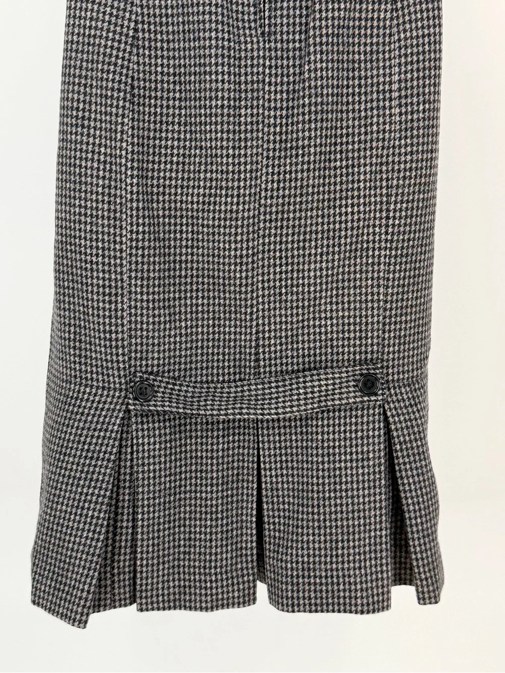Vintage 80s Hunters Run Houndstooth Wool Pleated Midi Skirt 12 Academia Ivy Prep